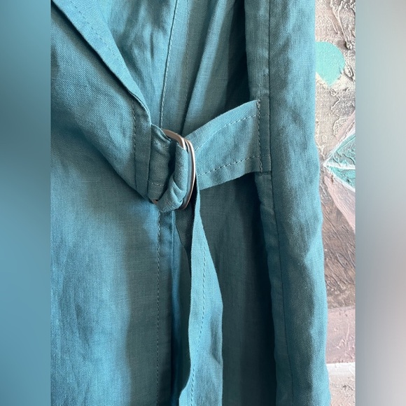 NWT Talbots 100 % Linen Blue Belted Dress size 8P - Picture 5 of 11